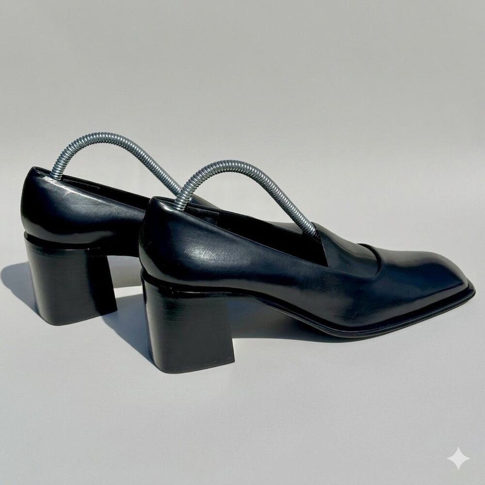 Via Spiga Made In Italy Women’s Black Fine Leather Slip On Heels Pumps Size 10 - Picture 5 of 11